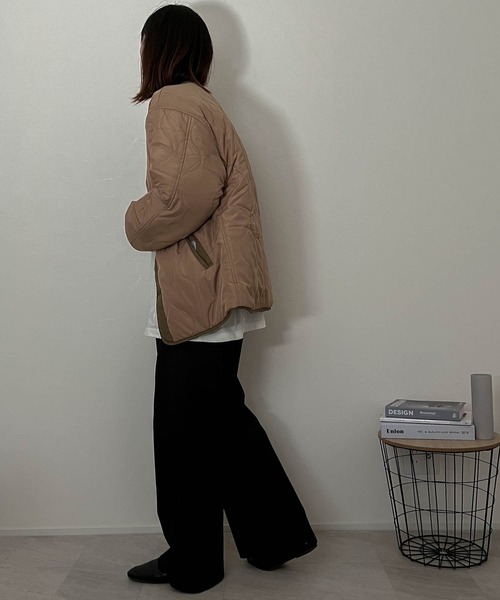 Ritzy（リッツィー）の「リバーシブルキルトジャケット（ノーカラージャケット・メンズ・カーキ/ベージュ/ブラック・X-LARGE/LARGE/MEDIUM）」の17枚目の写真