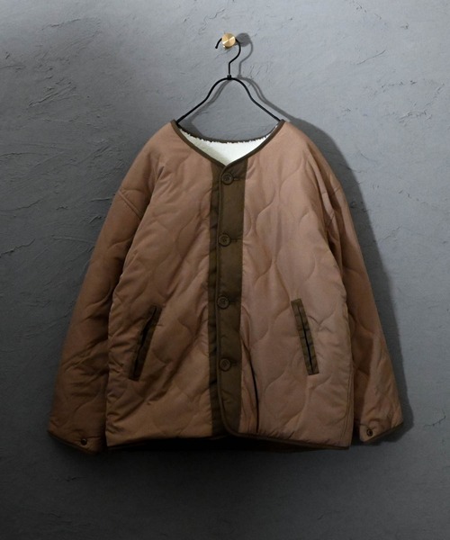 Ritzy（リッツィー）の「リバーシブルキルトジャケット（ノーカラージャケット・メンズ・カーキ/ベージュ/ブラック・X-LARGE/LARGE/MEDIUM）」の15枚目の写真