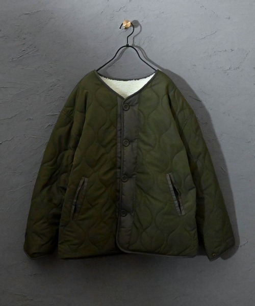 Ritzy（リッツィー）の「リバーシブルキルトジャケット（ノーカラージャケット・メンズ・カーキ/ベージュ/ブラック・X-LARGE/LARGE/MEDIUM）」の19枚目の写真