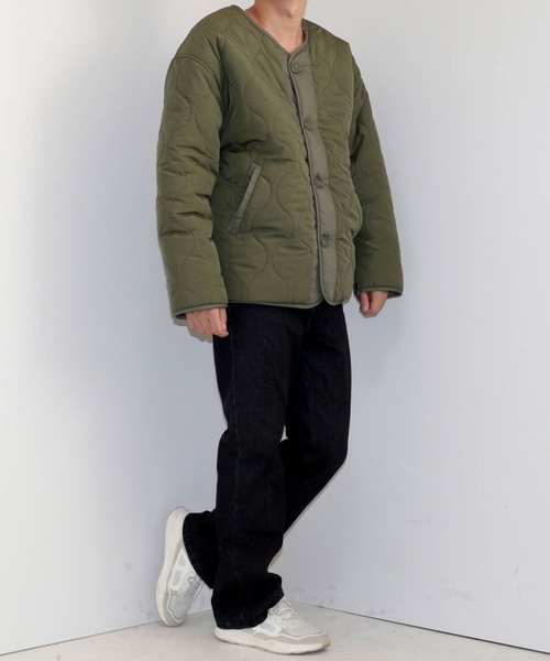 Ritzy（リッツィー）の「リバーシブルキルトジャケット（ノーカラージャケット・メンズ・カーキ/ベージュ/ブラック・X-LARGE/LARGE/MEDIUM）」の20枚目の写真