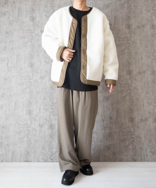 Ritzy（リッツィー）の「リバーシブルキルトジャケット（ノーカラージャケット・メンズ・カーキ/ベージュ/ブラック・X-LARGE/LARGE/MEDIUM）」の22枚目の写真