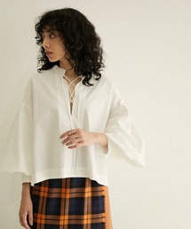 【WEB限定カラー】レースアップボリュームスリーブブラウス