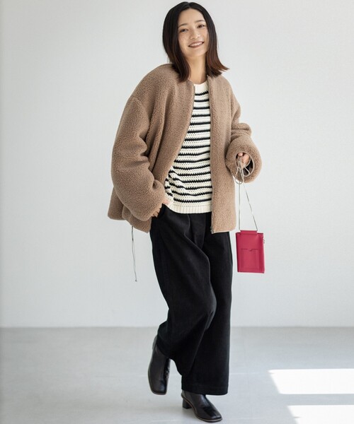 THE SHOP TK （ザ ショップ ティーケー ）の「◆【美シルエット】コーデュロイタックワイド（その他パンツ・レディース・ベージュ/ブラック・11/12）」の9枚目の写真