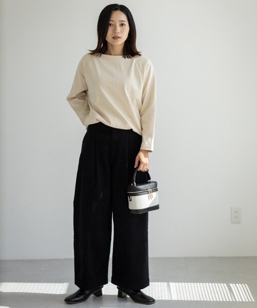 THE SHOP TK （ザ ショップ ティーケー ）の「◆【美シルエット】コーデュロイタックワイド（その他パンツ・レディース・ベージュ/ブラック・11/12）」の13枚目の写真