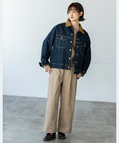 THE SHOP TK （ザ ショップ ティーケー ）の「◆【美シルエット】コーデュロイタックワイド（その他パンツ・レディース・ベージュ/ブラック・11/12）」の14枚目の写真