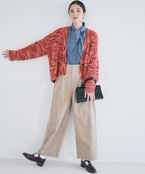 THE SHOP TK （ザ ショップ ティーケー ）の「◆【美シルエット】コーデュロイタックワイド（その他パンツ・レディース・ベージュ/ブラック・11/12）」の20枚目の写真