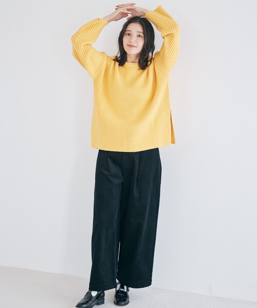 THE SHOP TK （ザ ショップ ティーケー ）の「◆【美シルエット】コーデュロイタックワイド（その他パンツ・レディース・ベージュ/ブラック・11/12）」の21枚目の写真