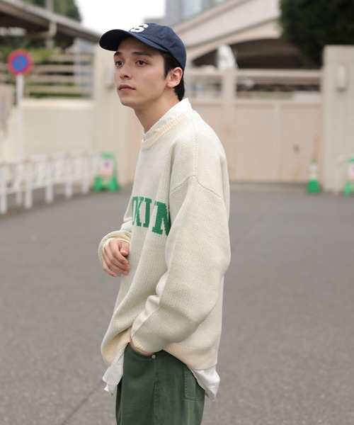WEGO(ウィゴー)の「WEGO/カレッジロゴBIGセーター(ニット/セーター・メンズ・ホワイト/ベージュ/ネイビー/グリーン・FREE)」の10枚目の写真