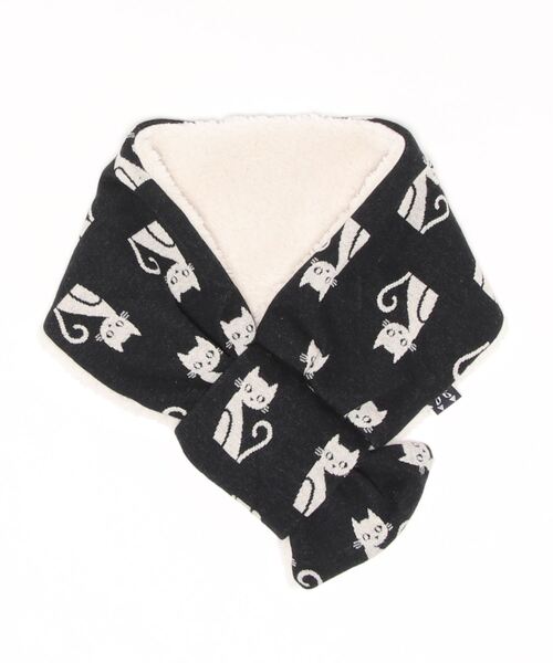 nino（ニノ）の「マフラーレトロねこＪＱ（マフラー・キッズ・レッド/ブラック・M）」の2枚目の写真