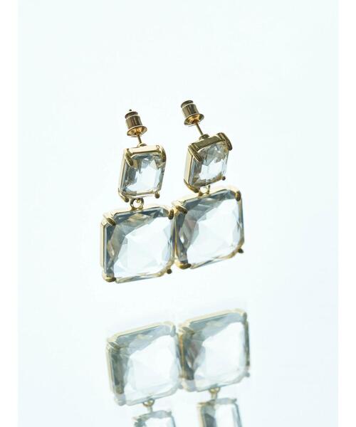 AMERICAN HOLIC（アメリカンホリック）の「【WEB限定】クリアスクエアピアス（ピアス（両耳用）・レディース・ゴールド・FREE）」の2枚目の写真