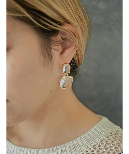 AMERICAN HOLIC（アメリカンホリック）の「【WEB限定】クリアスクエアピアス（ピアス（両耳用）・レディース・ゴールド・FREE）」の3枚目の写真