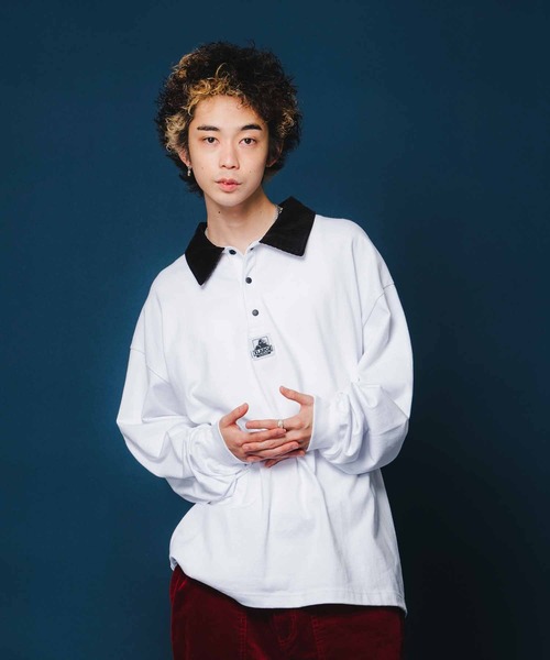 XLARGE(エクストララージ)の「OG LOGO RUGBY SHIRT(ポロシャツ・メンズ・ブラック/ホワイト・XL/L/M/S)」の1枚目の写真