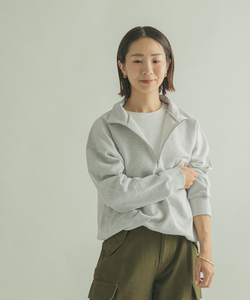 FORK&SPOON（フォークアンドスプーン）の「FORK&SPOON　OE裏毛ハーフジップスウェット（スウェット・レディース・ネイビー/オレンジ/グレー系その他・1）」の4枚目の写真