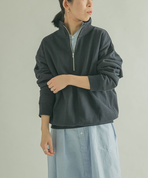 FORK&SPOON（フォークアンドスプーン）の「FORK&SPOON　OE裏毛ハーフジップスウェット（スウェット・レディース・ネイビー/オレンジ/グレー系その他・1）」の18枚目の写真