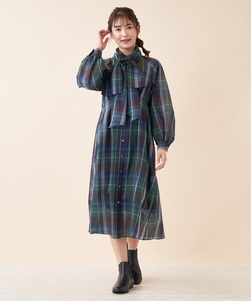 Brahmin（ブラーミン）の「【BRAHMIN】チェックボウタイシャツワンピース（ワンピース・レディース・ベージュ/カーキ・2）」の5枚目の写真