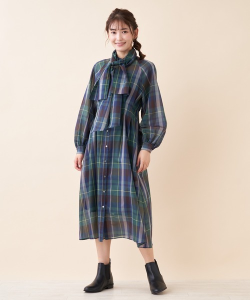 Brahmin（ブラーミン）の「【BRAHMIN】チェックボウタイシャツワンピース（ワンピース・レディース・ベージュ/カーキ・2）」の12枚目の写真