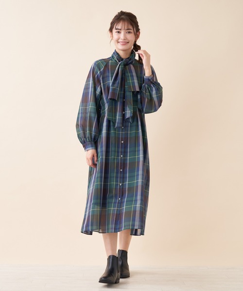 Brahmin（ブラーミン）の「【BRAHMIN】チェックボウタイシャツワンピース（ワンピース・レディース・ベージュ/カーキ・2）」の13枚目の写真