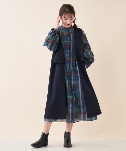 Brahmin（ブラーミン）の「【BRAHMIN】チェックボウタイシャツワンピース（ワンピース・レディース・ベージュ/カーキ・2）」の15枚目の写真