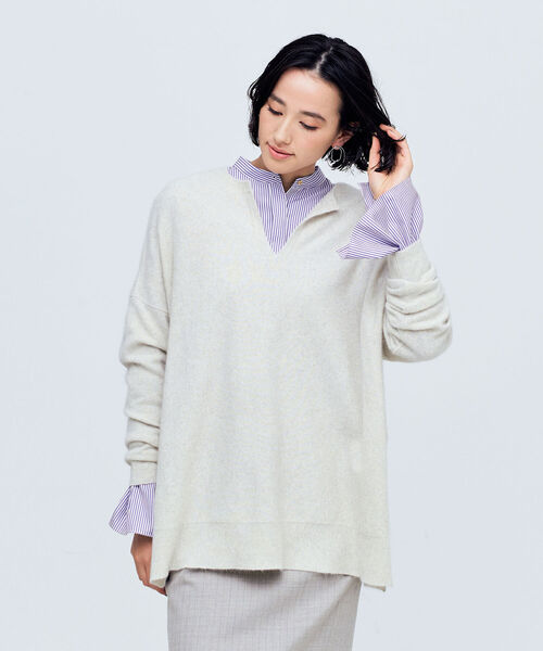 NOLLEY’S（ノーリーズ）の「《手洗い可能》ウォッシャブルヘアリーニットキーネックオーバーサイズ（ニット/セーター・レディース・ベージュ/グレー/イエロー/ベビーピンク・FREE）」の19枚目の写真