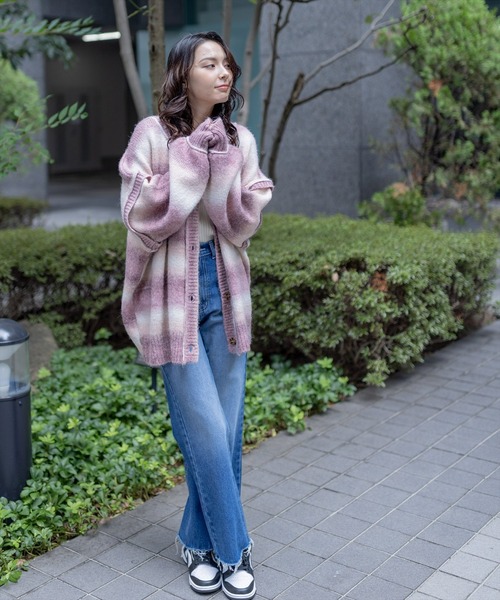 clear（クリア）の「グラデーションボーダー2wayカーディガン/ニット/トップス≪2022AW新作≫（ニット/セーター・レディース・ピンク/グリーン・F）」の9枚目の写真