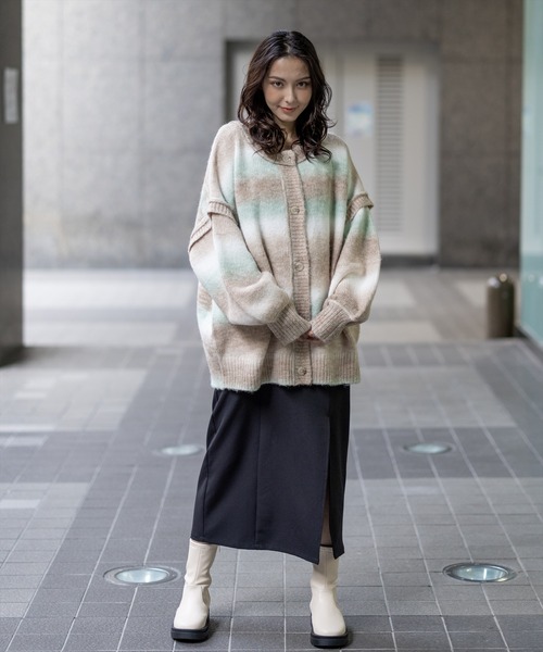 clear（クリア）の「グラデーションボーダー2wayカーディガン/ニット/トップス≪2022AW新作≫（ニット/セーター・レディース・ピンク/グリーン・F）」の18枚目の写真