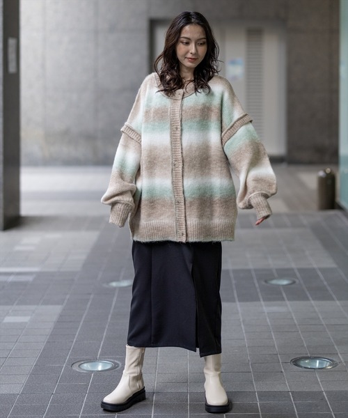 clear（クリア）の「グラデーションボーダー2wayカーディガン/ニット/トップス≪2022AW新作≫（ニット/セーター・レディース・ピンク/グリーン・F）」の19枚目の写真