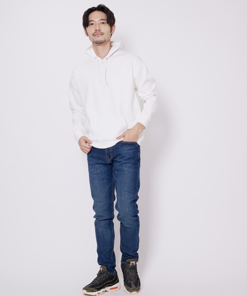 Blue Standard (ブルースタンダード)の「【BLUE STANDARD/ブルースタンダード】11oz 裏起毛 プルオーバーパーカー フーディー ビッグシルエット(パーカー・メンズ・ブラック/ダークグリーン/ネイビー/ホワイト/杢グレー・MEDIUM/LARGE/X-LARGE/SMALL)」の6枚目の写真