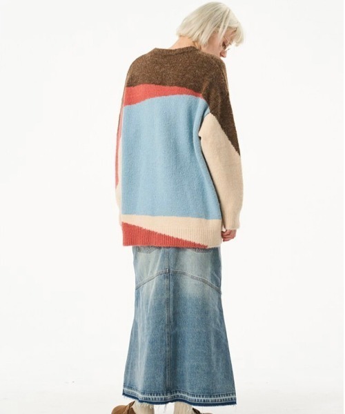 MODITEC(モディテック)の「【MODITEC/モディテック】COLOR BLOCKING SWEATER / ニット セーター 秋服 冬服 オーバーサイズ ビッグサイズ(ニット/セーター・メンズ・グレー・L)」の10枚目の写真