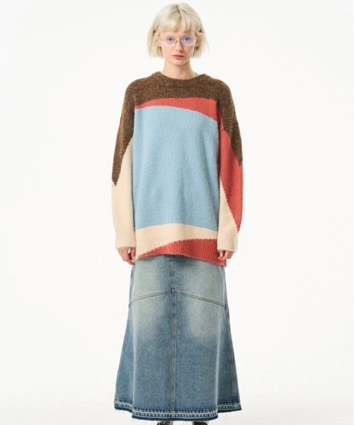 MODITEC(モディテック)の「【MODITEC/モディテック】COLOR BLOCKING SWEATER / ニット セーター 秋服 冬服 オーバーサイズ ビッグサイズ(ニット/セーター・メンズ・グレー・L)」の9枚目の写真