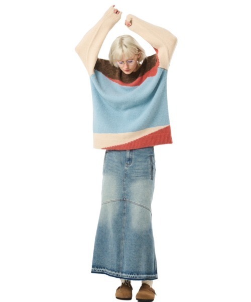 MODITEC(モディテック)の「【MODITEC/モディテック】COLOR BLOCKING SWEATER / ニット セーター 秋服 冬服 オーバーサイズ ビッグサイズ(ニット/セーター・メンズ・グレー・L)」の8枚目の写真