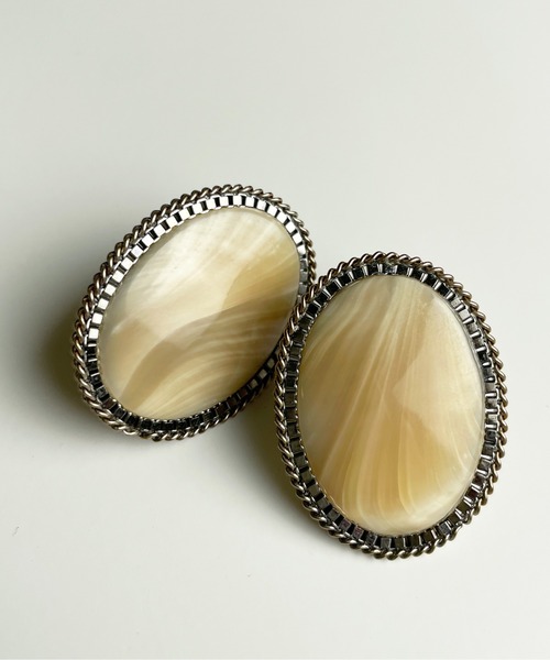 StyleSea(スタイルシー)の「マーブルストーンピアス(アソート)(ピアス(両耳用)・レディース・ブラウン/ベージュ/アイボリー/キャメル・FREE)」の3枚目の写真