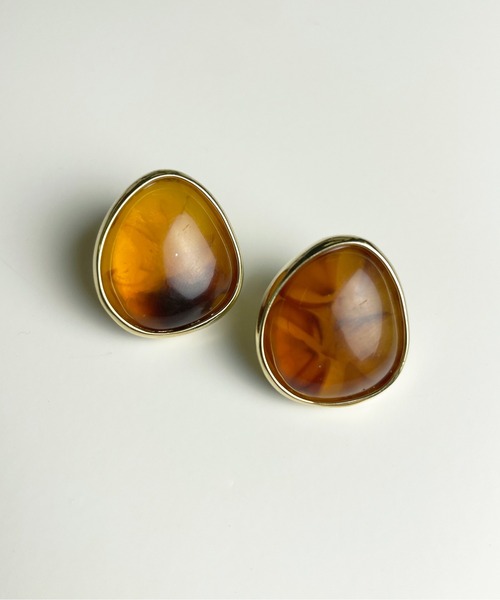 StyleSea(スタイルシー)の「マーブルストーンピアス(アソート)(ピアス(両耳用)・レディース・ブラウン/ベージュ/アイボリー/キャメル・FREE)」の4枚目の写真