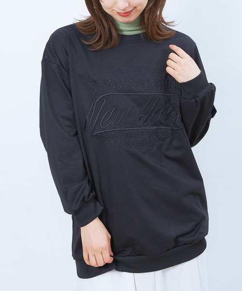 セール】オーバーサイズ刺繍袖ポケットトレーナー（スウェット