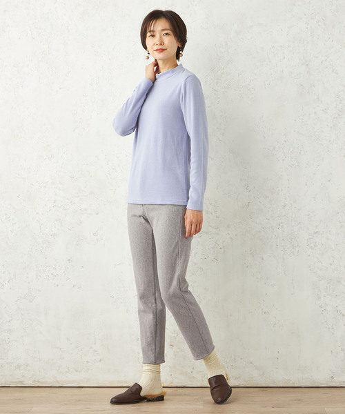 DECOY SINCE 1981（デコイシンスイチキュウハチイチ）の「【吸湿発熱】シアバター配合日本製ハイネックカットプルオーバー（Tシャツ/カットソー・レディース・サックスブルー/パープル/アイボリー/ピンク/イエロー/グリーン/マスタード・L/LL/M）」の8枚目の写真