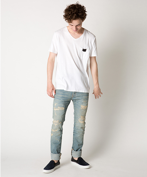 BEN DAVIS BLACKOUT COLLECTION（ベンデイビスブラックアウトコレクション）の「BEN DAVIS BLACKOUT COLLECTION V-NECK POKET TEE（Tシャツ/カットソー・メンズ・ホワイト/ブラック/ナチュラル/ブルー・SMALL/LARGE/MEDIUM）」の18枚目の写真