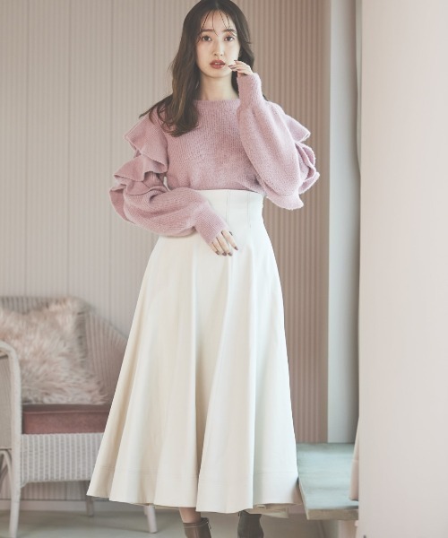 WILLSELECTION] ウィルセレクション ミニドレス オフショルダー ピンク リボン レース WILLSELECTION（ウィルセレクション ）の「バックリボン ウィルセレクション　オフショルレースドレス