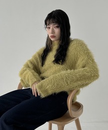 ハイネックシャギーニット