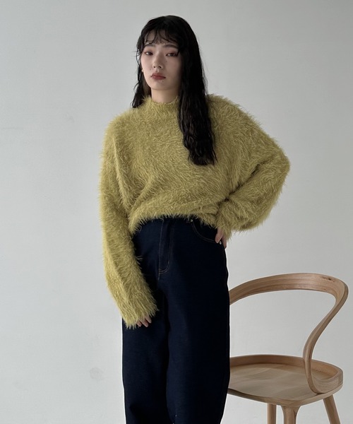 hellam(へラム)の「ハイネックシャギーニット(ニット/セーター・レディース・チャコールグレー/イエロー/アイボリー/パープル・FREE)」の19枚目の写真
