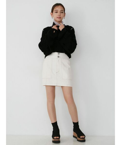 MURUA（ムルーア）の「ハイウエストタイトミニスカート【セットアップ着用可】（スカート・レディース・ホワイト/グレー・1/2）」の21枚目の写真