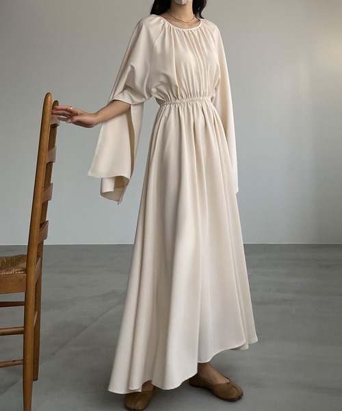 セール】スリットスリーブフレアワンピース（ワンピース）｜Louere