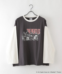 【THE BEATLES/ザ・ビートルズ 】袖配色 ビッグシルエット フォトプリント ロンT ツアーT バンドT ロックT 古着 60年代 70年代 80年代