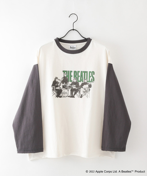 【THE BEATLES/ザ・ビートルズ 】袖配色 ビッグシルエット フォトプリント ロンT ツアーT バンドT ロックT 古着 60年代 70年代 80年代（Tシャツ/カットソー）｜The Beatles（ザビートルズ）