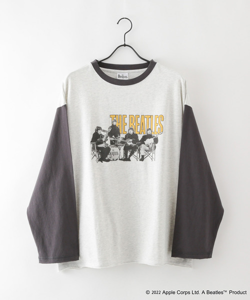【THE BEATLES/ザ・ビートルズ 】袖配色 ビッグシルエット フォトプリント ロンT ツアーT バンドT ロックT 古着 60年代 70年代 80年代（Tシャツ/カットソー）｜The Beatles（ザビートルズ）