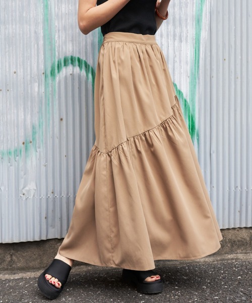 Auntie Rosa Holiday（アンティローザホリデー）の「イレギュラー切替ギャザーボリュームスカート（スカート・レディース・ベージュ/ピンク/グレー・FREE）」の5枚目の写真