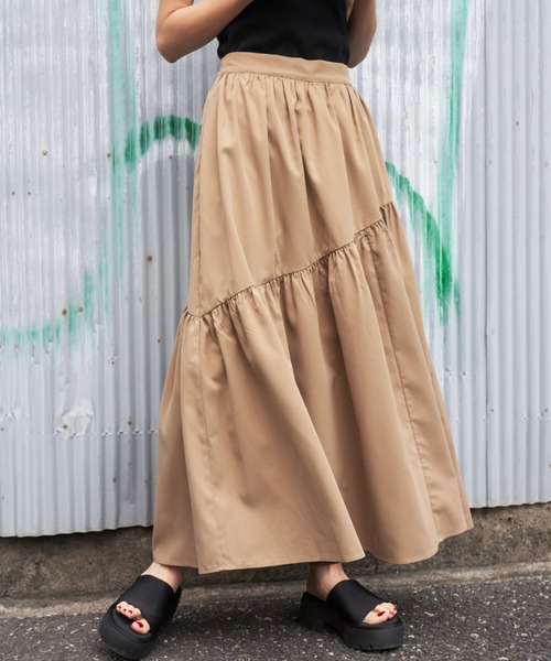 Auntie Rosa Holiday（アンティローザホリデー）の「イレギュラー切替ギャザーボリュームスカート（スカート・レディース・ベージュ/ピンク/グレー・FREE）」の6枚目の写真