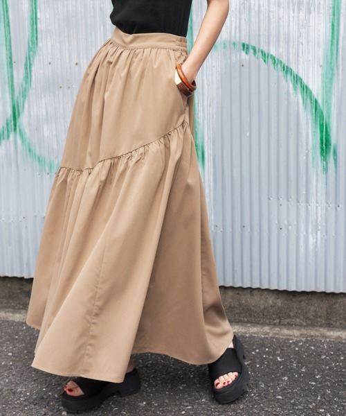 Auntie Rosa Holiday（アンティローザホリデー）の「イレギュラー切替ギャザーボリュームスカート（スカート・レディース・ベージュ/ピンク/グレー・FREE）」の8枚目の写真