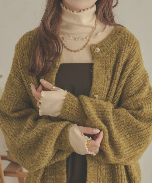 Ambre Neige（アンブルネージュ）の「指穴テレコメロートップス／【WEB/EC限定商品】（Tシャツ/カットソー・レディース・アイボリー/ピンク/ライトグリーン・FREE）」の4枚目の写真