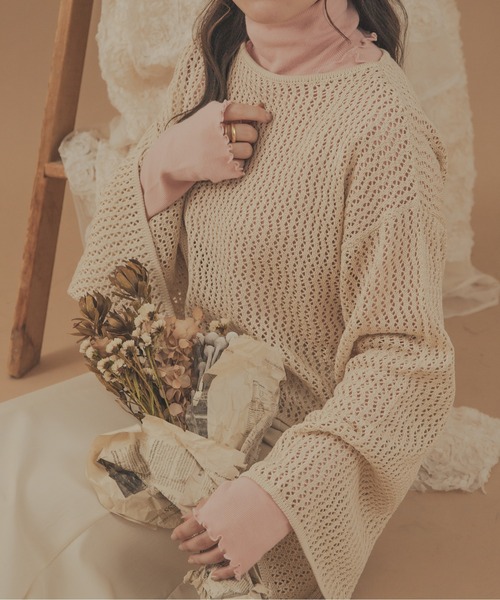 Ambre Neige（アンブルネージュ）の「指穴テレコメロートップス／【WEB/EC限定商品】（Tシャツ/カットソー・レディース・アイボリー/ピンク/ライトグリーン・FREE）」の16枚目の写真