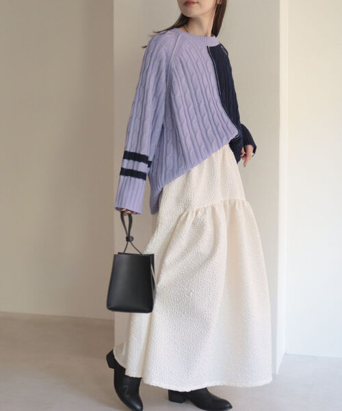 fredy emue（フレディエミュ）の「バイカラーケーブルニット（ニット/セーター・レディース・ブラウン/グレー/ラベンダー・38）」の14枚目の写真