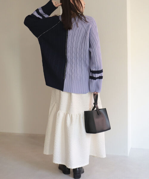 fredy emue（フレディエミュ）の「バイカラーケーブルニット（ニット/セーター・レディース・ブラウン/グレー/ラベンダー・38）」の15枚目の写真